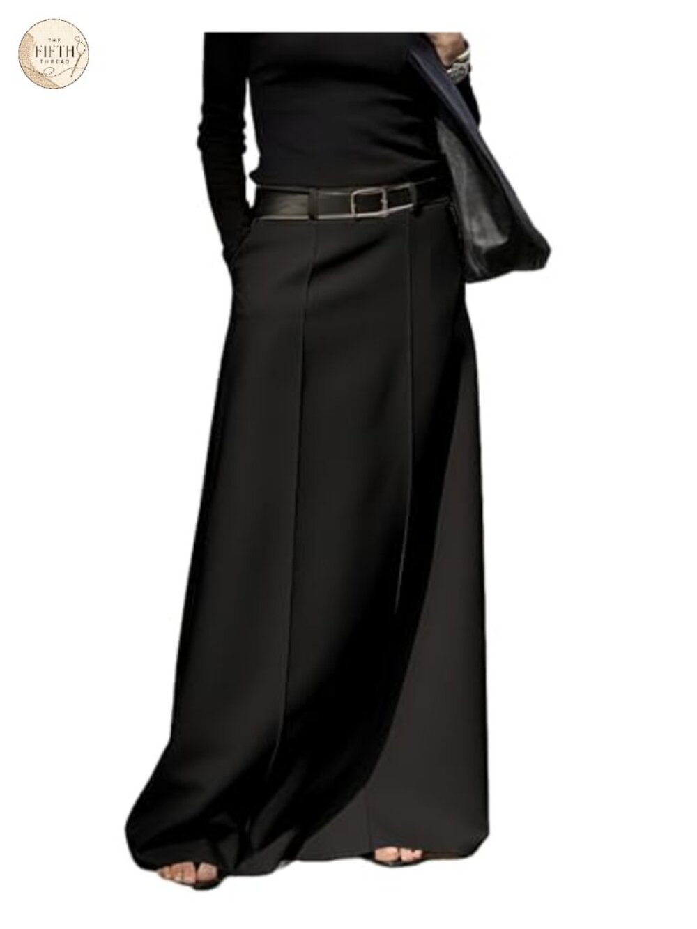 Women's Long High Waist H Line Maxi Skirt with Pockets 100% Polyester